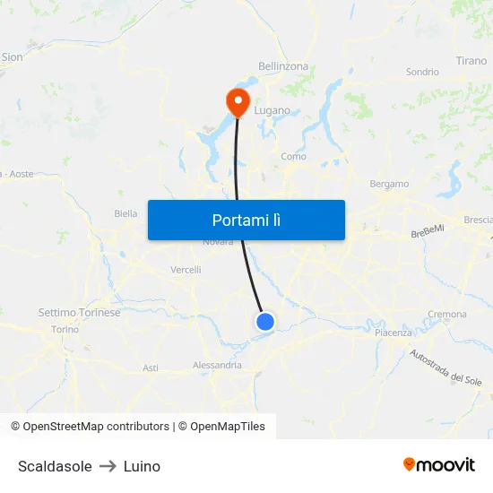 Scaldasole to Luino map