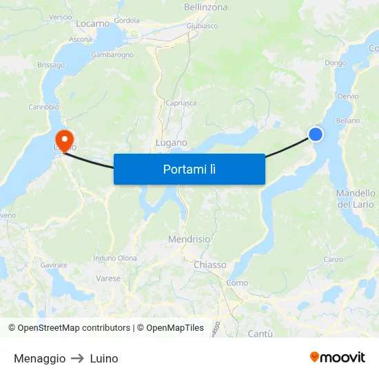 Menaggio to Luino map