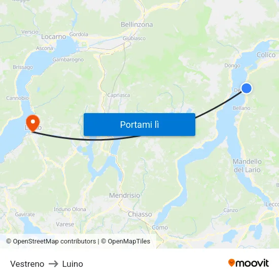 Vestreno to Luino map