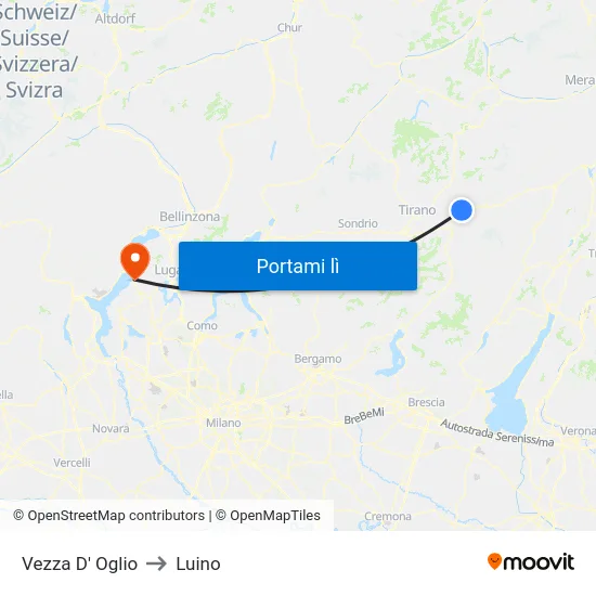 Vezza D' Oglio to Luino map