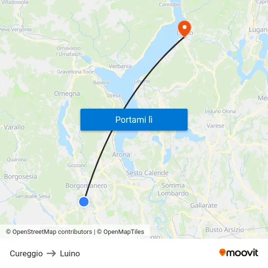 Cureggio to Luino map
