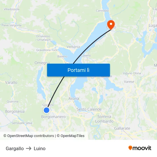 Gargallo to Luino map