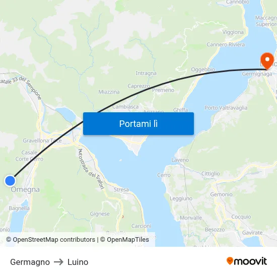 Germagno to Luino map