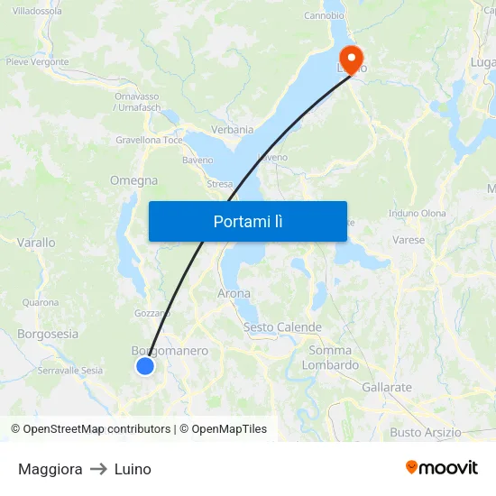 Maggiora to Luino map