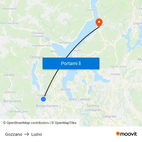 Gozzano to Luino map