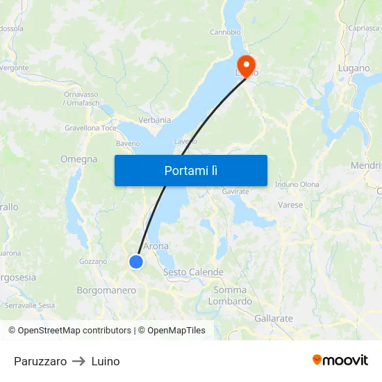 Paruzzaro to Luino map
