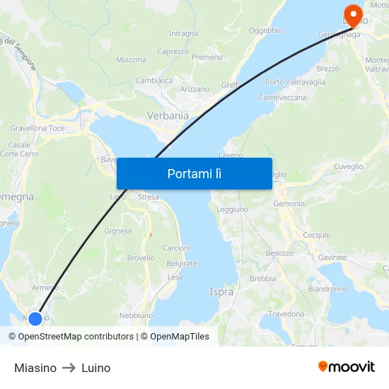 Miasino to Luino map