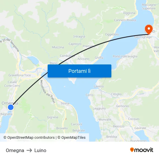 Omegna to Luino map