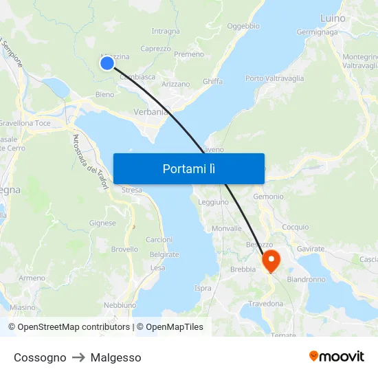 Cossogno to Malgesso map