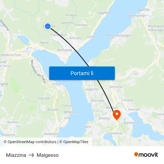 Miazzina to Malgesso map
