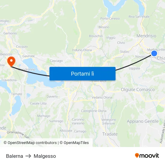 Balerna to Malgesso map