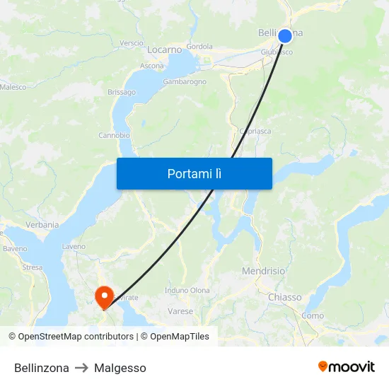 Bellinzona to Malgesso map