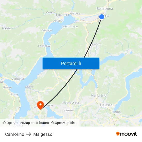 Camorino to Malgesso map