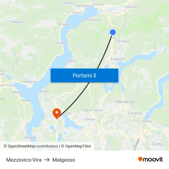 Mezzovico-Vira to Malgesso map