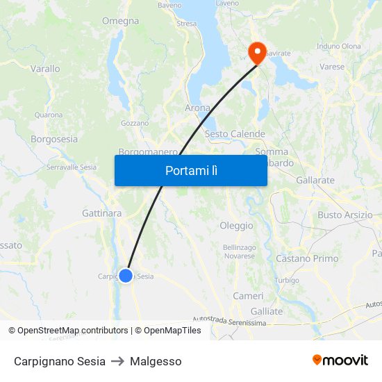 Carpignano Sesia to Malgesso map