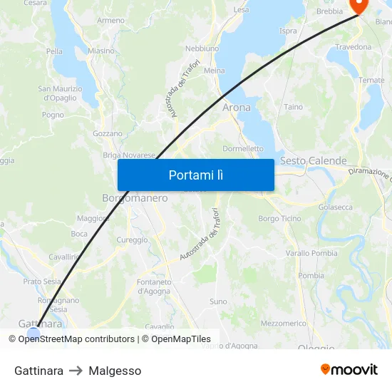 Gattinara to Malgesso map