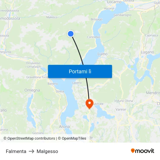 Falmenta to Malgesso map