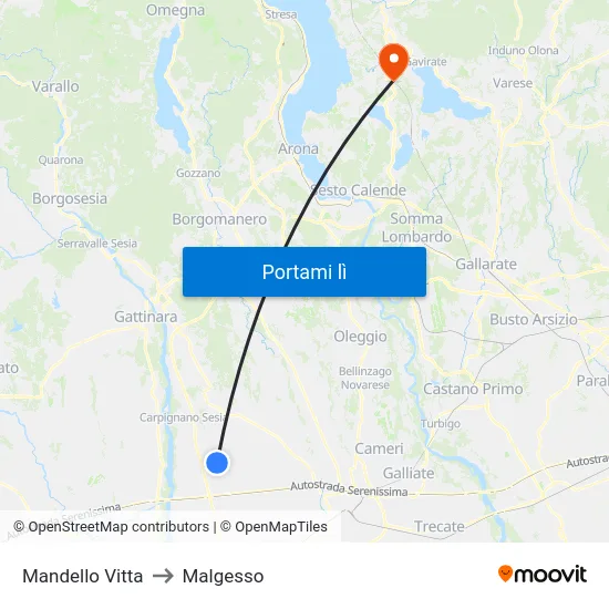 Mandello Vitta to Malgesso map