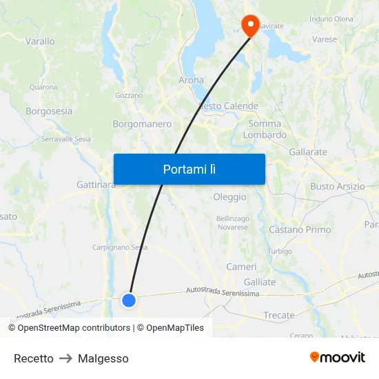 Recetto to Malgesso map