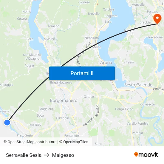 Serravalle Sesia to Malgesso map