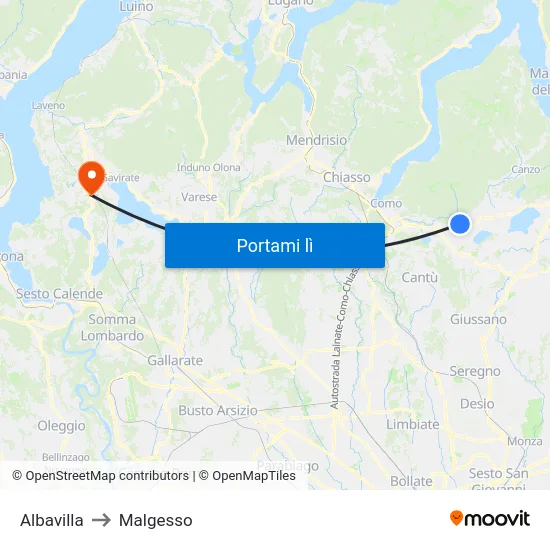 Albavilla to Malgesso map