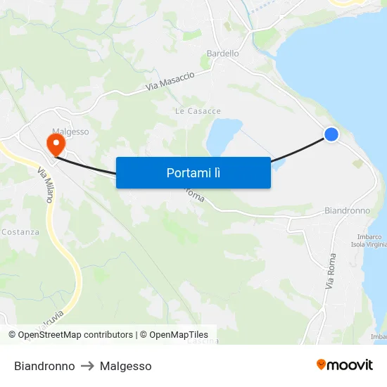 Biandronno to Malgesso map