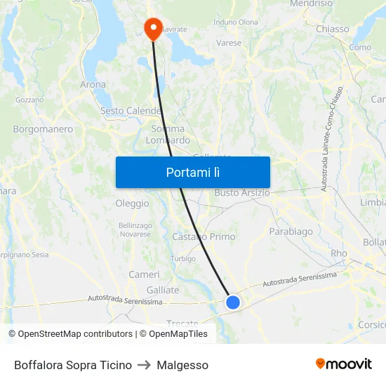 Boffalora Sopra Ticino to Malgesso map