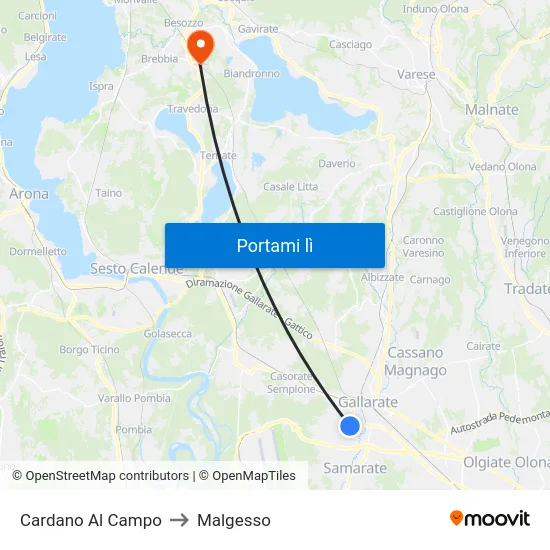 Cardano Al Campo to Malgesso map