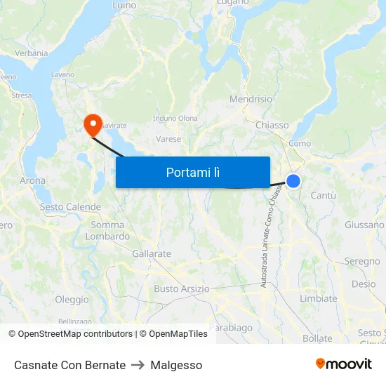 Casnate Con Bernate to Malgesso map