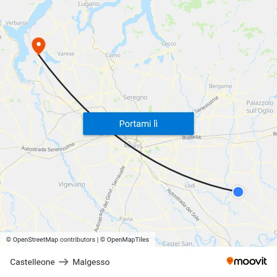 Castelleone to Malgesso map