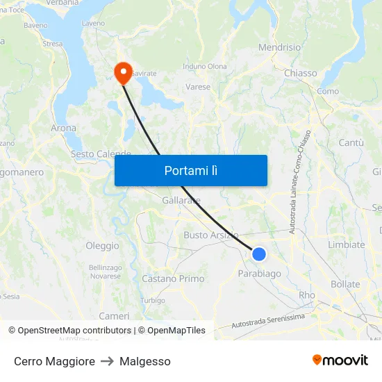 Cerro Maggiore to Malgesso map