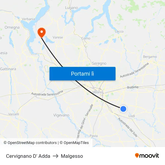 Cervignano D' Adda to Malgesso map