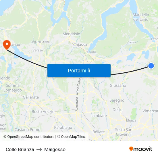 Colle Brianza to Malgesso map