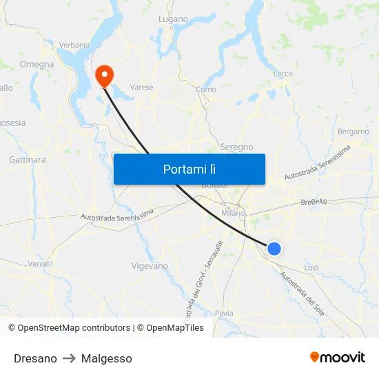 Dresano to Malgesso map