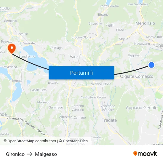 Gironico to Malgesso map
