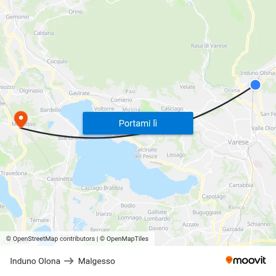 Induno Olona to Malgesso map