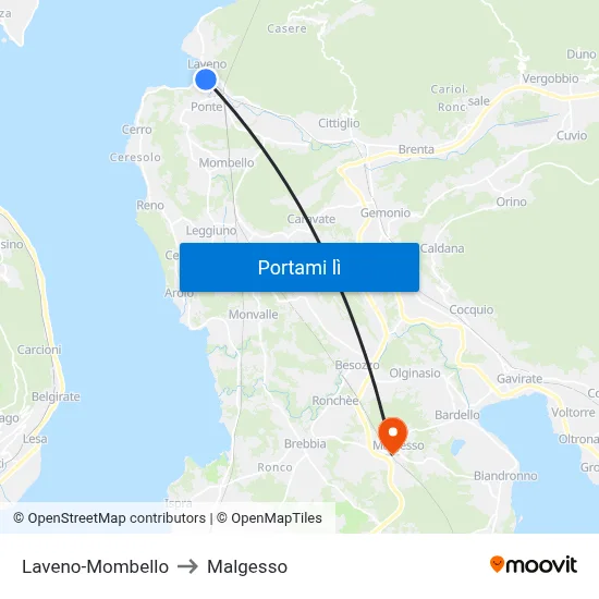Laveno-Mombello to Malgesso map