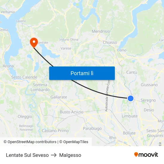 Lentate Sul Seveso to Malgesso map