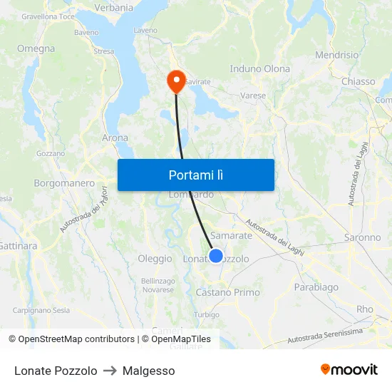 Lonate Pozzolo to Malgesso map