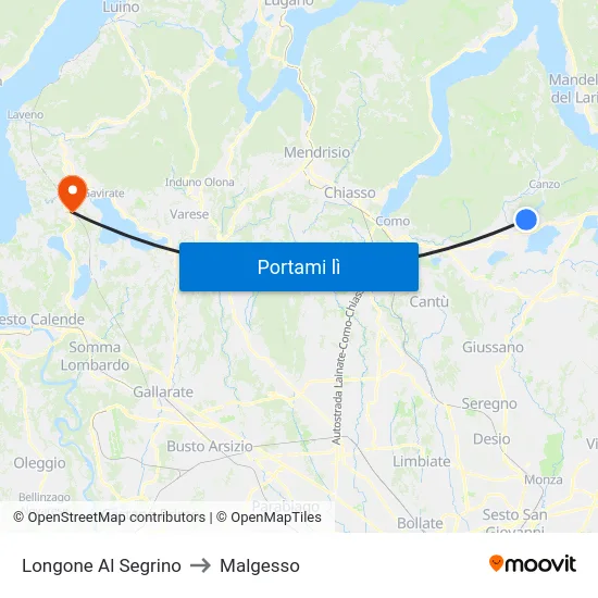 Longone Al Segrino to Malgesso map