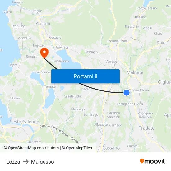 Lozza to Malgesso map