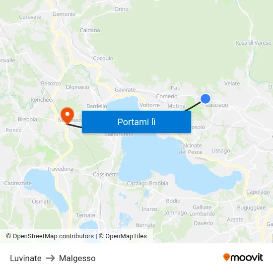 Luvinate to Malgesso map