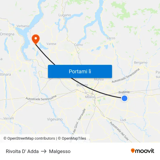 Rivolta D' Adda to Malgesso map