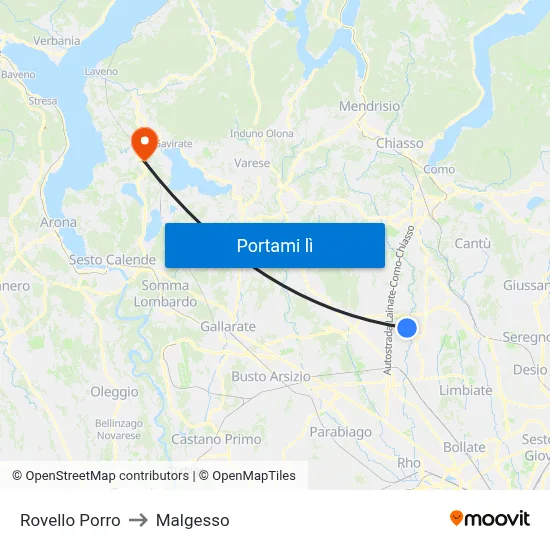Rovello Porro to Malgesso map