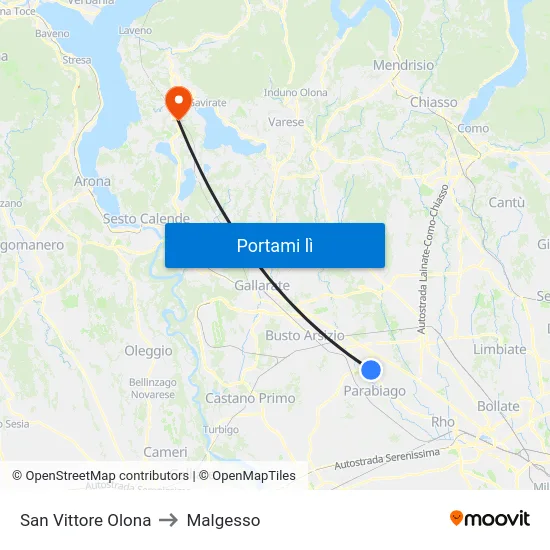 San Vittore Olona to Malgesso map