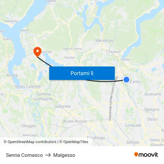 Senna Comasco to Malgesso map