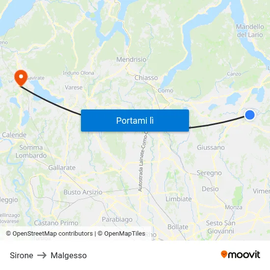 Sirone to Malgesso map