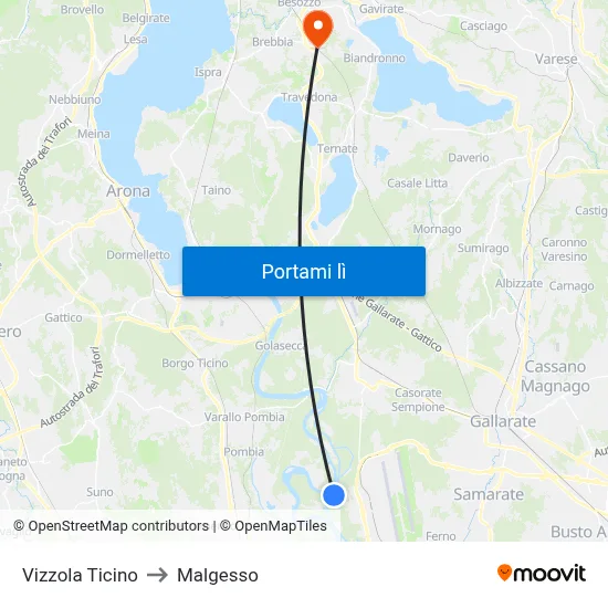 Vizzola Ticino to Malgesso map