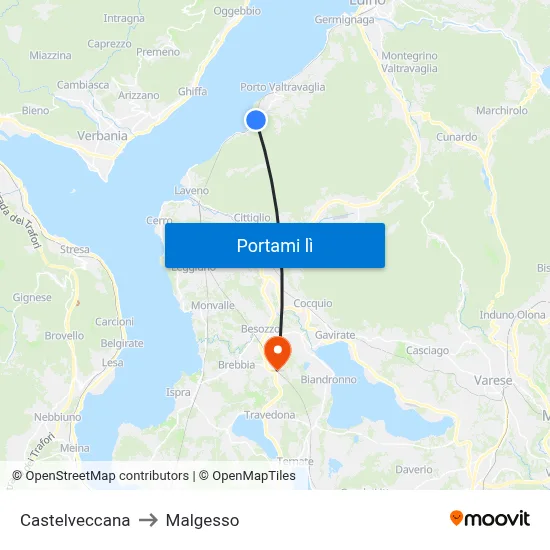 Castelveccana to Malgesso map