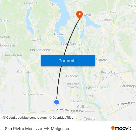 San Pietro Mosezzo to Malgesso map